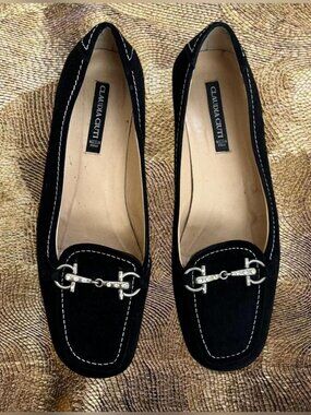 Vintage Claudia Ciuti Black Suede Buckle Loafers / Flats ⭐️ Made in Italy